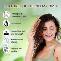 Insime Wooden Beard Comb For Men | Neem Wooden Beard Pocket Comb For Men | Small Comb Pocket Size Mini Comb Beard Styler (Detangler Comb)