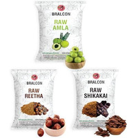 Bralcon Organic Raw Reetha, Amla, Shikakai Combo Pack- 300G(100G X 3 Pack)|100% Natural Whole Dried Soap Pod, Aritha Nut, Sukha Awla For Hair & Skin