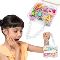 Radhu & Kabby Assorted Colourful Hair Accessories Set For Kids | Transparent Purse With Handle | Includes Hair Ties, Clips, Mini-Clutchers For Easy Styling | Multicolour