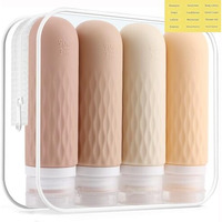Voroly Travel Bottles Kit For Toiletries Organizer 90Ml Tsa Approved Silicone Containers Portable Split Bottle Accessories For Conditioner Shampoo Lotion - 4 Pack (Chex, Beige)