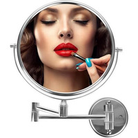 Dolphy Wall Mount Stainless Steel 5X Magnifying Shaving Makeup Round Mirror (Silver, 8 Inch) Framed