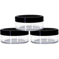 Hian Refillable Cosmetic Jars | 15Gm  3.8 X 2.5 Cm (Pack Of 3) | Acrylic Plastic With Leakproof Black Lids | Compact & Reusable For Travel | Ideal For Storing Creams, Balms & Skincare Essentials