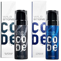Wild Stone Code Platinum & Titanium No Gas Body Perfume Spray Combo For Men,Pack Of 2 (120Ml Each)