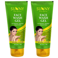 Sunny Herbals Face Wash Gel Enriched With Aloevera, Neem & Tulsi | For Cleansing, Preventing Pimples & Removing Extra Oil | Moisturizes & Gives Healthy, Fresh & Supple Skin | For All Skin Type, 110Ml (Pack Of 2)