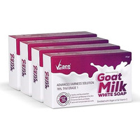 Vcare Goat Milk White Soap, 125 Gm, (Pack Of 4), Enriched With Argan Oil & Vitamin C-Best Soap For Skin Hydration & Nourishment