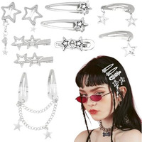 Maycreate 10Pcs Hair Clips For Girls Women Y2K Accessories Cute Metal Star Hair Pins Fashion Style Star Hair Barrettes Clips Gifts Korean Style Stylish Punk Hair Accessories For Women, Girls