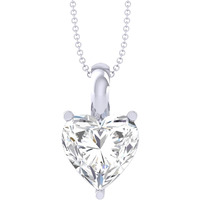 Clara 92.5 Sterling Silver White Gold Plated Heart Solitaire Pendant Chain Necklace | Gift For Women & Girls