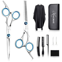 Maycreate  Professional Hair Cutting Barber Scissors Kit - 6.7 Inch Hairdressing Scissors With 3 Combs, Haircut Cloak And Hair Clips Hairdresser For Men And Women ( 9Pcs)