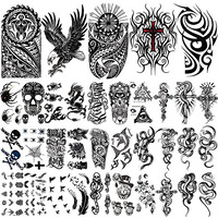 Maycreate 35 Sheets Temporary Tattoo Sticker For Men Black Tatto Sticker Beast On Arm Waterproof Large Tattoo Stickers Assorted Tatto Sticker