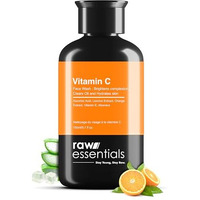 Raw Essentials Vitamin C Cleansing And Brightening Face Wash, Orange And Lemon Extracts, Aloe Vera, Vitamin E, Licorice Extracts, Mint (Menthol) For All Skin Types, (150Ml, Pack Of 1), Face Wash For Men & Women, 100% Natural Actives, Sulphate & Paraben Free