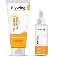 Flywing Vitamin C Brightening Combo: Face Serum & Face Wash For Glowing, Even Skin | 15% Vitamin C, E, With Hyaluronic Acid | Fades Dark Spots, Controls Oil, & Reduces Dullness | For All Skin Types | 30Ml Serum + 100Ml Wash