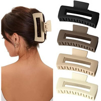 Bakefy -4 Pcs Extra Large Claw Clips Hair Clips For Thick Hair And Long Hair, Jumbo Claw Clips, Oversized Matte Non-Slip Hair Clips For Women, Big Strong Hold Jaw Clip (Neutral),Assorted