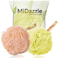 Midazzle Luxury Loofah Bathing Sponge Exfoliator Scrubber For High Lather Cleansing (Small, Pack Of 2, Orange & Yellow)