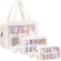 Oceanevo Makeup Travel Pouch, Cosmetic Bag, Travel Kit Pouch For Toiletries, Brushes And Cosmetics - Set Of 3 - Washbag Pouch - White