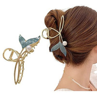 Palay Hair Claw Clip For Women Large Stylish Mermaid Pearl Hair Clip Clutcher Ladies Non-Slip Metal Hair Jaw Clips, Strong Hold Elegant Bun Hair Styling Clamp Hair Accessories Gift