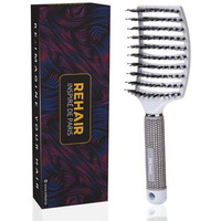 Rehair Premium Detangler Pain Free Boar Bristles Over-Sized Vented Hair Brush For Men & Women (White)