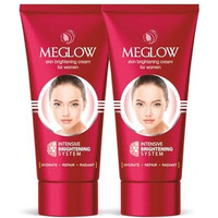 Meglow By Leeford | Skin Brightening Moisturizer Cream For Women| Hydrates, Repairs, Radiates | Reduces Dark Spots, Melanin, Melasma | Prevents Pigmentation | Even Tone Pack Of 2 (30G Each)