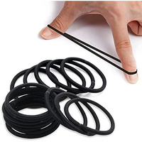Curated Cart 24 Pcs 2Mm Black Hair Ties Bands  Durable Elastic Ponytail Holders For Women, Men, And Girls  Long-Lasting Hair Accessories For Medium To Thick Hair