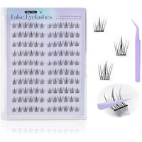 Maycreate 120Pcs Self Adhesive Eyelashes, Self Adhesive Eyelash Clusters, Lash Clusters Press On Lashes Self Stick Cluster Lashes Pre Glued Eyelash Clusters With Tweezer No Glue Needed