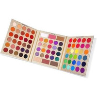 Everdiva Eyeshadow Palette With Brush, Semi-Matte Shimmery Glossy Metallic Eye Shadow Highlighters Contour Blush Powder All In One Makeup Pallet - 86 Colors
