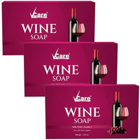Vcare Red Wine Soap For Women And Men 100Gm Gentle Moisturizing Bathing Soap Bar For Body Acne & Anti-Aging Suitable For All Skin Types (Pack Of 3)