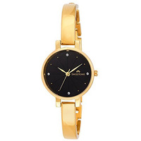 Swisstone Analog Stainless Steel Gold Plated Women's Watch (Black Dial Gold Colored Strap)