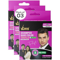 Vcare Shampoo Hair Color - 15Ml Black Color And Deeply Nourishes Your Hair| 5 Minutes Hair Color |Enriched With Growth Factors & Antioxidants, Ammonia Free, Sulphate Free (Pack Of 3)