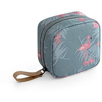 House Of Quirk Polyester Makeup Bag Lazy Cosmetic Bag Travel Toiletry Bag Cosmetic Make Up Organizer Waterproof Travel Accessories For Women And Girls (Grey Flamingo),W-5 Cm, Small