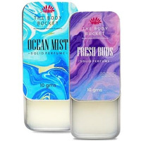 The Body Bucket Combo Of Fresh Buds & Ocean Mist Alcohol Free Solid Cologne Perfume- 10 Gms Each | Alcohol Free- Pocket Friendly & Easy To Apply | Unisex Gifting Collection
