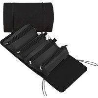 Sittella Polyester 4 In 1 Foldable Hanging Cosmetic Storage Toiletry Bag For Women Travel (Black)