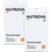 Nutrova Kerastrength For Unisex (60 Capsules-Pack Of 2) With Biotin-Prevents Hair-Fall,Builds,Strengthens & Grows Hair With Vitamins A,C,D3,B-Complex,Lycopene Inhibits Hair-Fall Hormone Dht.,100 Grams