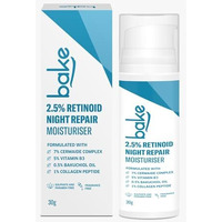Bake Retinol Night Cream With 2.5% Retinoid & Bakuchiol Oil For Anti Ageing, Fine Lines & Wrinkles | Retinol Night Repair Moisturizer | Lightweight, Non Sticky & Fragrance Free | All Skin Types | 30G