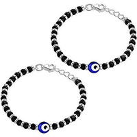 Kukshya Jewellers Exclusive 925 Evil Eye Nazariya Bracelet With Black & Silver Beads (Crystal) For Baby Boys & Girls 5 Inch + Adjust (Kids Evil Eye)