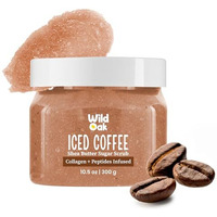 Wildoak Iced Coffee Shea Butter Sugar Scrub | 300Gm | With Collagen & Peptides | Tan Removal | Lightens Dark Area Like Neck & Elbows | Smoothen Bumpy Legs & Hands | Ultra Hydrating & Exfoliating Scrub