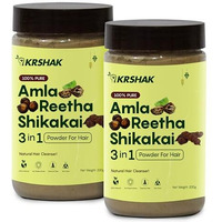 Krshak Amla Reetha Shikakai Mix Powder For Hair (400G) | 3-In-1 Natural Herbal Hair Cleanser, 100% Natural, Chemical-Free, No Preservatives (Pack Of 2)