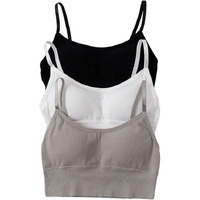 Mojmem Women Cotton Padded Wire Free Sports Bra Fitness Yoga And Gymwear, Fashionable Lifestyle, Outdoor Life, Free Size (Pack Of 3,Size 28 To 32) Multicolour