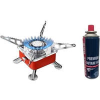 Gadget Deals- Camping Stove With Cylinder | Camping Gas Stove | Campingstove - 2800W- Ultra Light Picnic Cooking Gas Burners Folding Stove -Emergenceystove | Campingcylinder, Stainless Steel