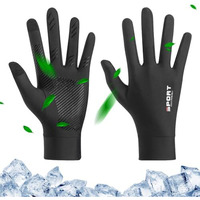 Proberos Sun Protection Gloves Upf 50+ Summer Ice Silk Uv Upgrade Anti-Slip Palm Touch Screen Finger Tips Design Unisex Black For Driving, Golfing, Riding - M