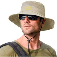 Electomania Head Caps For Men And WomenBreathable Mesh Sun Protection HatHand-Embroidered Round CapHat For Outdoor Work, Camping, Fishing (In, Alpha, Free Size, Khaki)