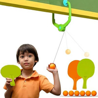 Morovik Hanging Table Tennis Self Training Indoor Gaming 2 Racket & 6 Practice Ball Portable - Double Sparring Hanging Toys Parent Child Interaction Indoor Toys (4) (1)