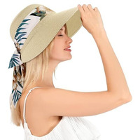 Palay Womens Hat,Straw Hat For Women Summer,Wide Brim Sun Hats For Women With Print Ribbon Fashion Beach Hats Ladies Beige Uv Protection Cap - Lightweight & Breathable