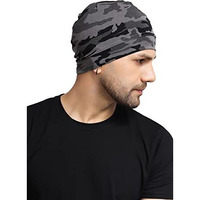 Paropkar Polyester Army Print Grey Skull Cap Helmet Liner For Men - Motorcycle, Cycling, Football Head Beanie & Hard Hat Liner - Sweat Wicking Skullcap (Grey), Free Size