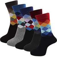 Rc. Royal Class Men's Calf Length Pure Cotton Multicolored Socks (Pack Of 5 Pairs)