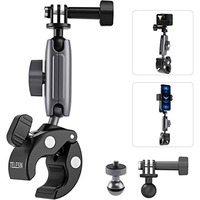 Telesin Camera Clamp Handlebar Bike Mount 360 Double Ballhead Magic Arm With 1/4-20 Thread For Motorcycle Monitor Canon Nikon Dslr/Gopro/Led Lights/Ronin-M/Ronin Mx/Freefly (Clamp)