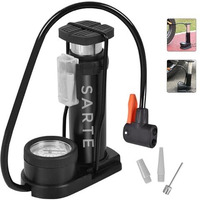 Sarte Foot Pump For Bike Car Tyre Inflator Pump Super Fast Air Pump For Cycle With Tyre Pressure Gauge Portable High Pressure Foot Air Pump Multipurpose Use As Balloon Air Pump Cycle, Football Pump