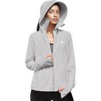 Venzina Women's Upf 50+ Lightweight Athletic Jacket Uv Sun Protection Full Zip Cooling Hoodie Long Sleeve Sunscreen Protective Clothing For Women For Outdoor Hiking, Grey, M
