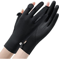Palay Sun Protection Gloves For Women, Non-Slip Touch Screen Sun Gloves, Breathable Silk Cooling Gloves, Outdoor Full Finger Gloves For Cycling Driving Fishing - Black, Snap Button Closure
