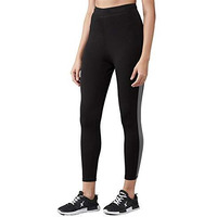 Blinkin Stretchable Gym Tights & Leggings For Women Workout, High Waist, Tummy Control & Squat Proof Active Wear Yoga Pants (9150_Color_Black With Grey Stripes,Size_L)