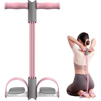 Proberos Fitness Tension Rope With Wider Pedal, 6-Tube Elastic Yoga Pedal Puller Resistance Band, Pull Reducer Training Bands, Natural Latex Tension Rope, For Abdomen/Waist/Leg Stretching, Pink