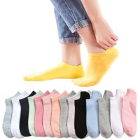 Nicsy Cotton No Show Socks Women Low Cut Invisible Liner Non Slip Athletic Boat Girls Socks Comfort Ankle Length Free Size -Multicolored